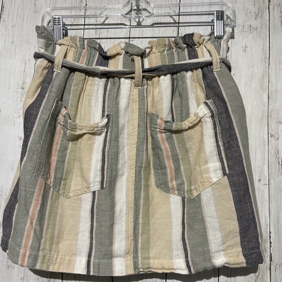 American Eagle‎ Skirt Womens Size Small Stripe Tie Waist Linen Blend Mini - Picture 4 of 5